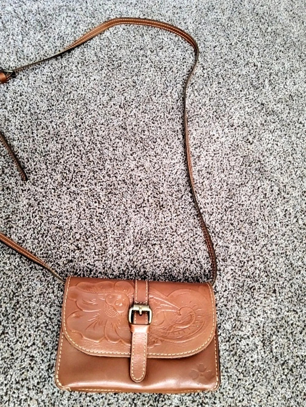 Patricia Nash Crossbody Floral Embossed Bag Brown